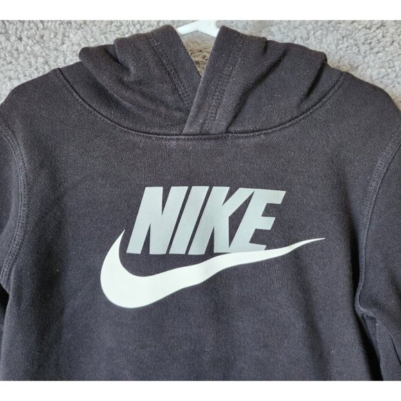 Nike Black Swoosh Logo Kangaroo Pocket Basic Pullover Hoodie Youth Size Large 7 - Picture 2 of 11